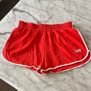 Lee Red Athletic Shorts with White Trim by F21 Small Vintage